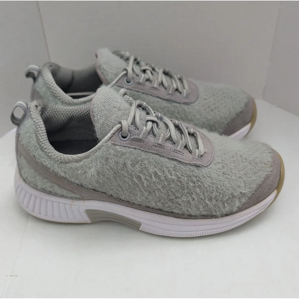 Orthofeet Women Size 6.5 989 Gray Wool Lace Up Sneakers Shoes Comfort